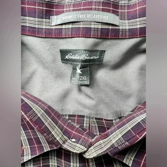 Eddie Bauer Plaid Flannel Button Down Shirt Men Classic Fit Long Sleeve T2XL - Picture 9 of 16